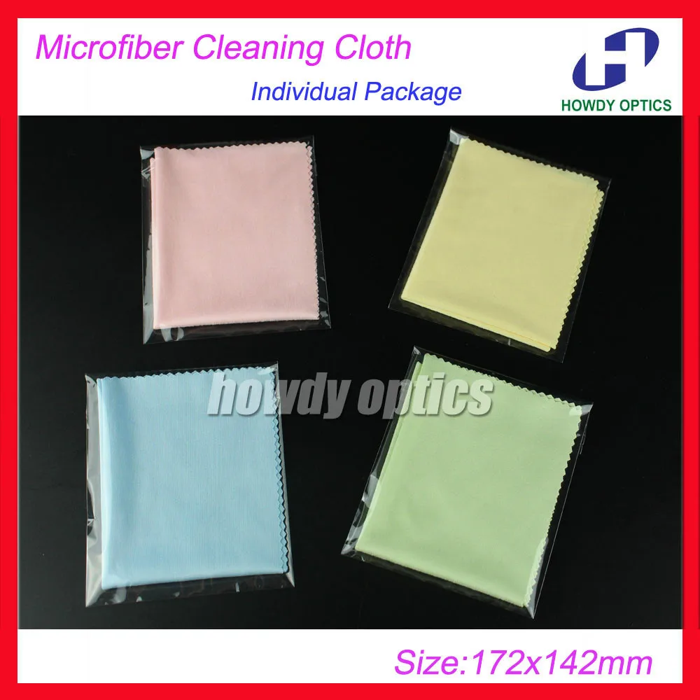 

100pcs 175gsm Individual Packing Quality Colorful glasses microfiber cleaning cloth 172x142mm