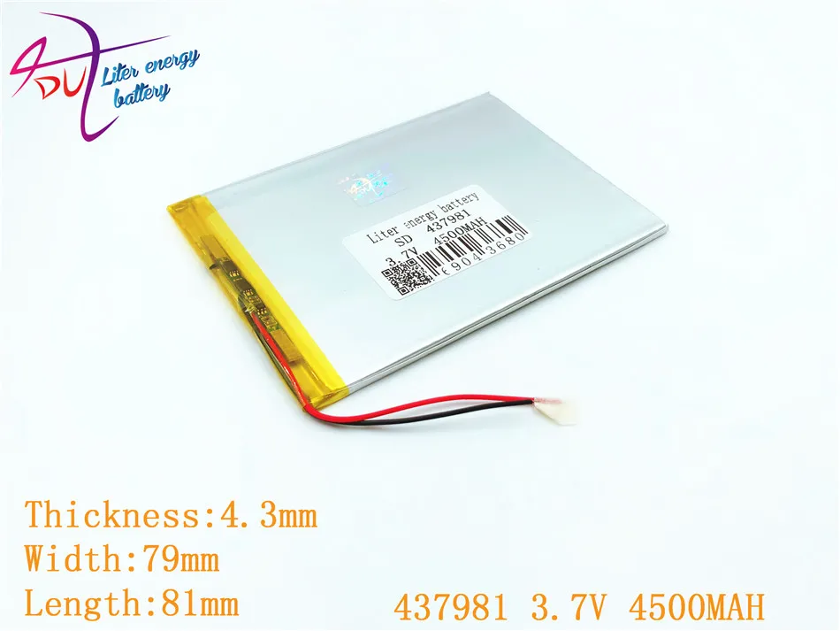 437981 3,7 V 4500mAH 408080 NTC; PLIB; полимерный литий-ионный/литий-ионный аккумулятор для планшетных ПК; банк питания; мобильный телефон