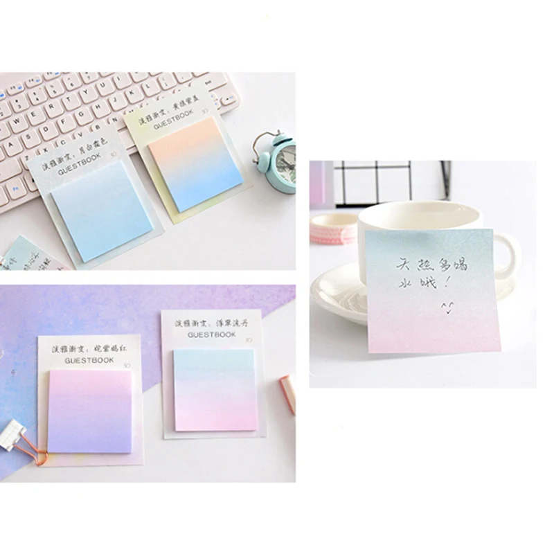 Новый 30 листов градиентный светильник цветная наклейка N Times Sticky Notes Escolar Papelaria