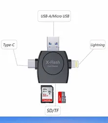 4 в 1 Камера Micro SD Card Reader памяти Адаптер для молнии Тип usb C Android