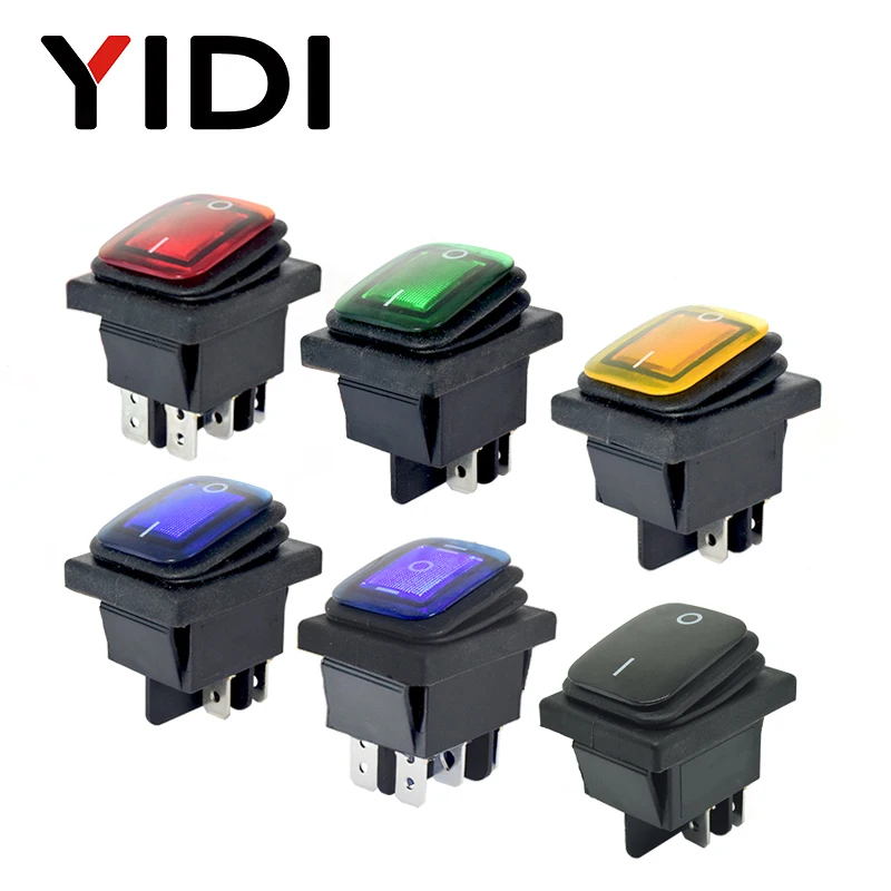 

250VAC KCD4 201 203 Waterproof Rocker Switch DPST 4pin ON OFF 12V 220V LED 6 pin ON ON DPDT rocker switch