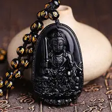 Свет обсидиан зодиака Манджушри Бодхисаттва натальные Будда Кулон Цепочки и ожерелья и с двенадцатью знаками Зодиака