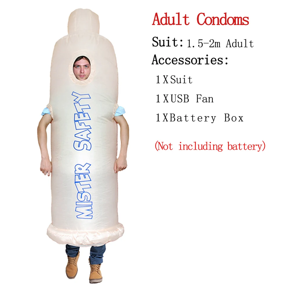 Надувной пенис праздничные костюмы для взрослых сексуальные костюмы член комбинезон Забавное платье Disfraz Paty Аниме Косплей Костюм - Цвет: Adult Condoms