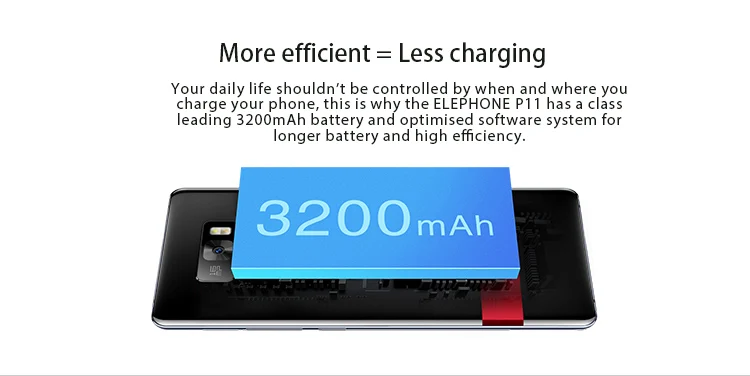 ELEPHONE P11 4GB RAM 128GB ROM Helio X25 MTK6797T 2.5GHz Deca Core 6.0 Inch 2.75D Incell FHD+ Full Screen Android 8.0 4G LTE Smartphone