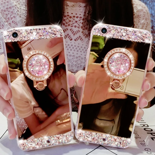 

Fashion Crystal Glitter Diamond Mirror Back Case Protective Covers For phone
