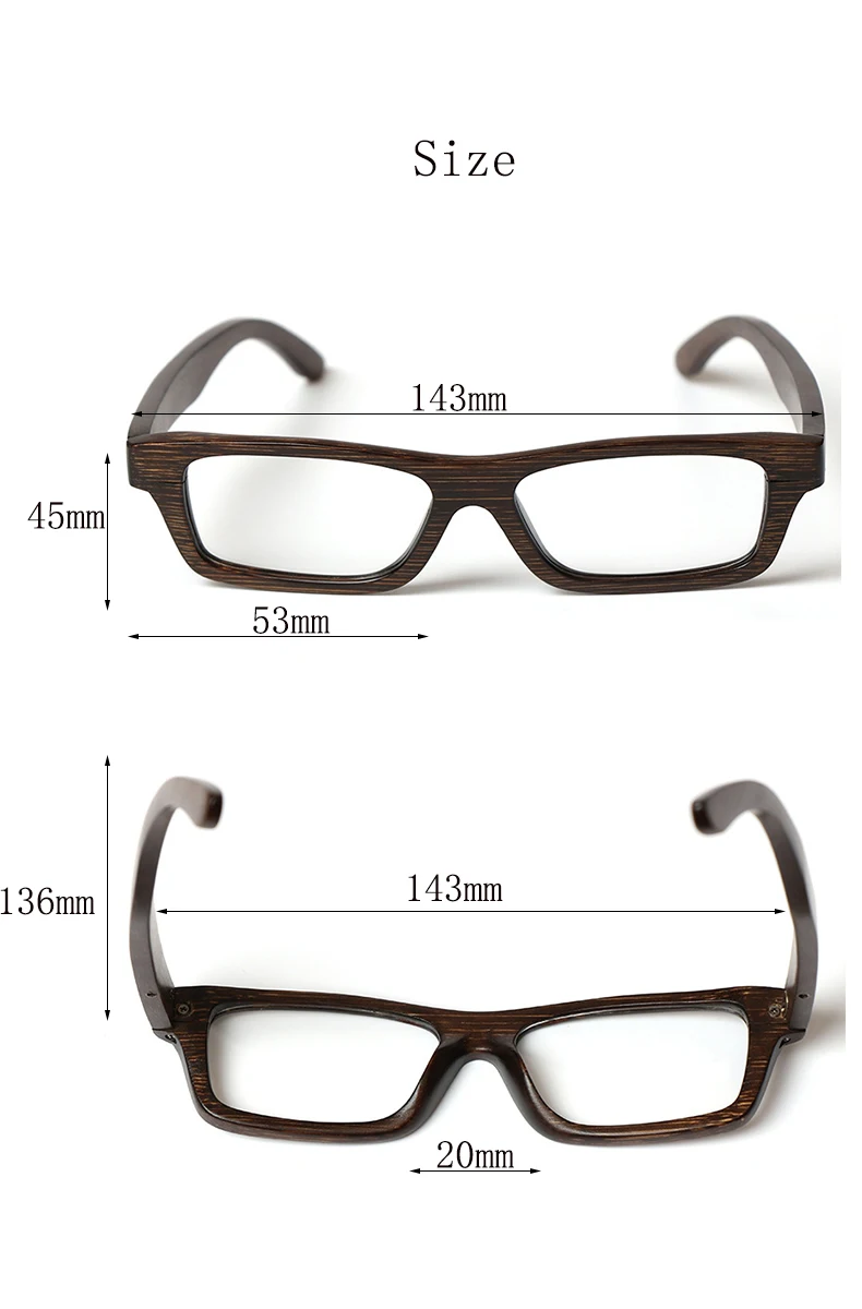 HDCRAFTER настоящие оптические очки с деревянными дужками рамка для мужчин женщин бамбуковая деревянная Черная оправы очков для близорукости очки de grau