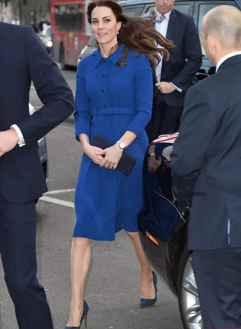 Новинка г.; весеннее платье принцессы Kate Middleton; модные синие рабочие платья трапециевидной формы