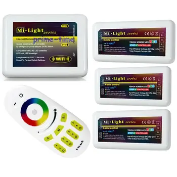 

Mi.Light 2.4G RF Wireless Touch Screen Remote+WiFi Adaptor +3PCS 4-Zone RGB LED Group Controller for RGB Led Strip Light