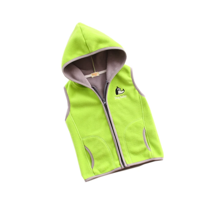 

Kids Fashion Hooded Vest For Girl/Boy Children Spring/Autumn Vest Embroidery Cartoon Pattern Polar Fleece Outerwear Coats4-9Y