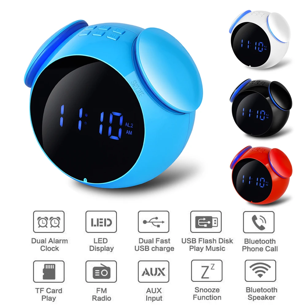 

Wireless bluetooth speaker Like alarm Clock Support TF Card Play FM radio HandsfreeCalls Multifunction USB Clock speaker