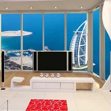 Papel tapiz 3d personalizado papel tapiz de baño 3d Dubai altavoz con forma del hotel de vela terraza 3d papel tapiz personalizado papel tapiz 3d para habitación