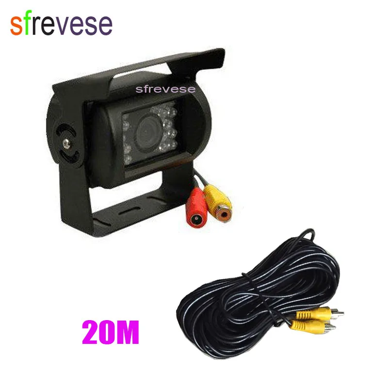 

18 LED IR Night Vision Car Rear View Reversing Backup Parking Camera With 20m Video Cable For Vehicle Bus Truck 12V-24V