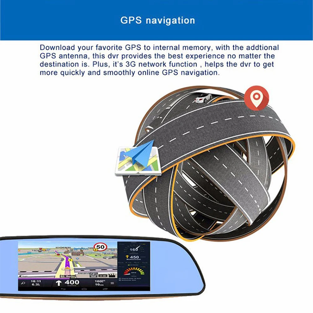 Android 5,0 видео Автомобильный видеорегистратор видеокамера " 3g wifi Автомобильный видеорегистратор сенсорный экран камера памяти GPS BT двойной объектив зеркало заднего вида