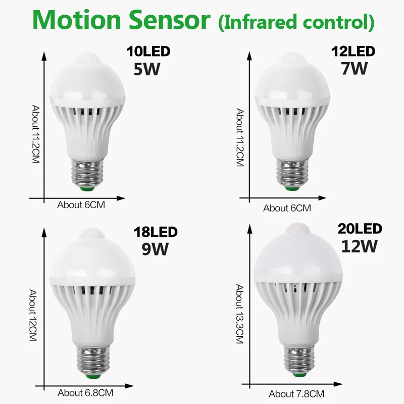 E27 Светодиодный светильник с датчиком движения инфракрасный светодиодный светильник 220 в звук Голосовое управление лампа лестница Прихожая Туалет ночной Светильник s ампула