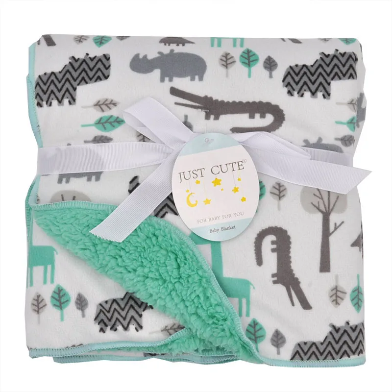 Одеяльца для новорожденных младенческой Пеленальный сгущаться двойной Слои из кораллового флиса Детские коляски Обёрточная бумага