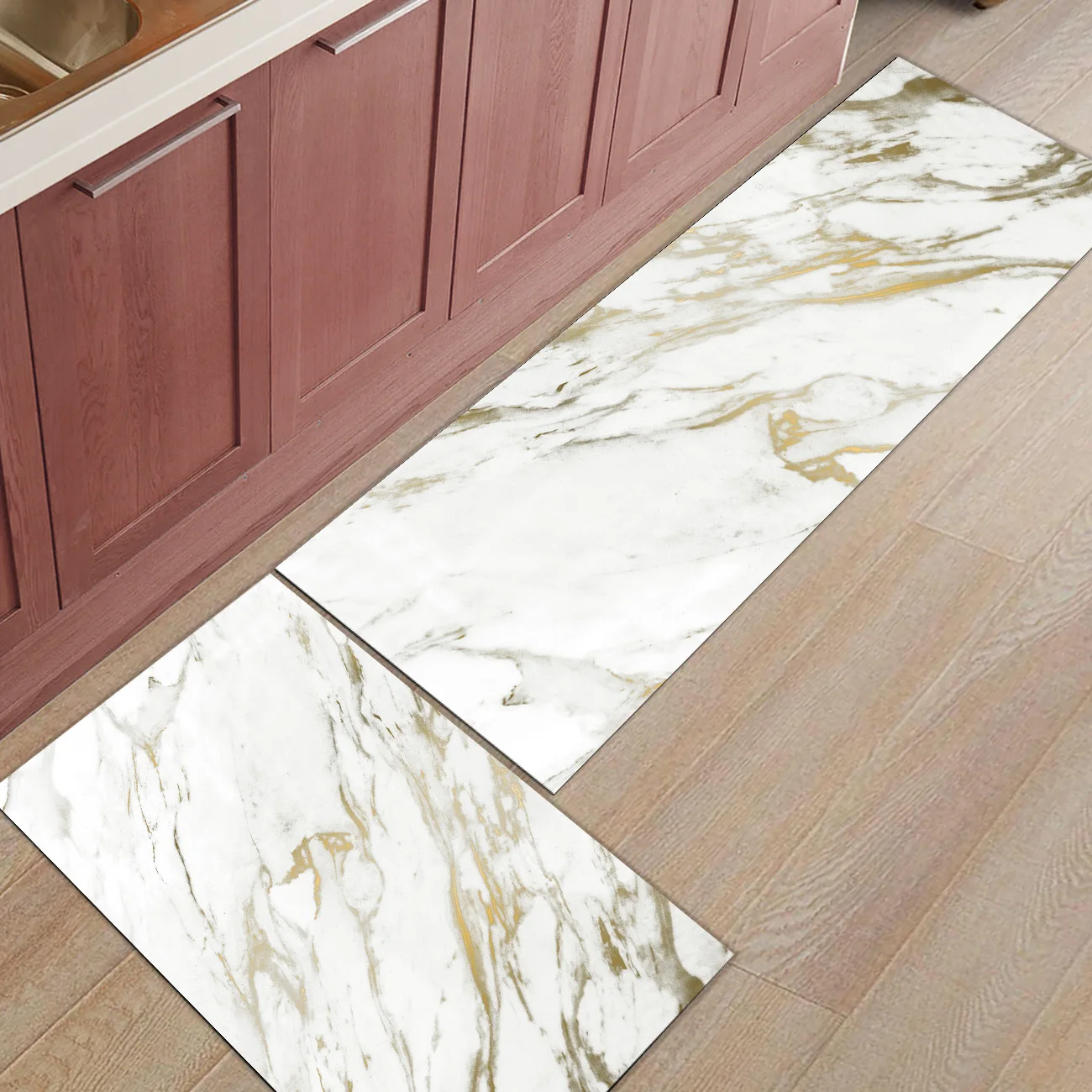 

White and Gold Pattern Marble1Doormats For Entrance Way Bathroom Accessories Set Boot Shoes Scraper Machine Washable Floor Carpe