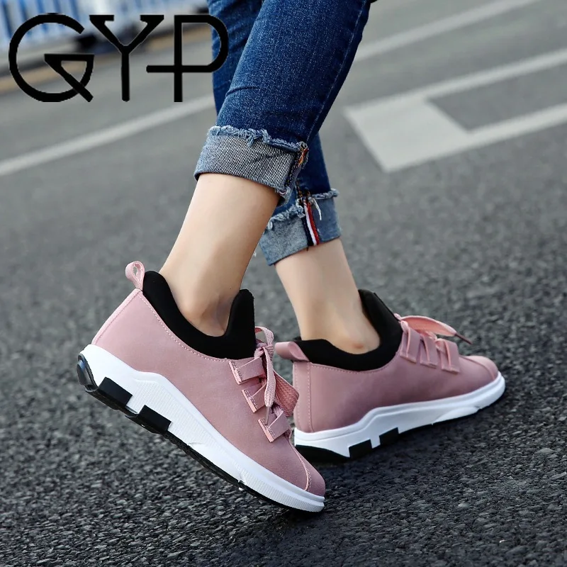

Sports shoes female new matte leather feet students soft bottom running shoes non-slip Flats Harajuku increased shoes MV-15