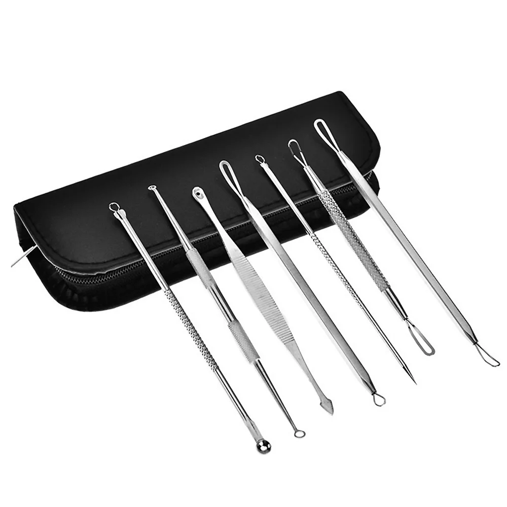 

7 Pcs Blackhead Remover Pimple Blemish Comedone Acne Extractor Remover Tool Set Acne Removal Needle Beauty Tool