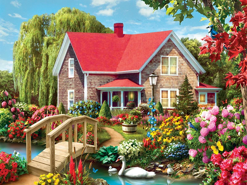Full 5D Diy Daimond Painting Cross-stitch &quotDream House&quot 3D Diamond Mosaic Round Rhinestones Paintings Embroidery Landscape | Дом и сад