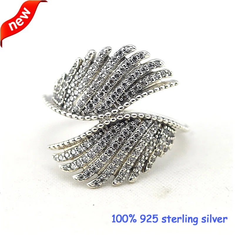 

Majestic Feathers Silver Rings with CZ 100% 925 Sterling Silver Jewelry DIY Wholesale 09R060