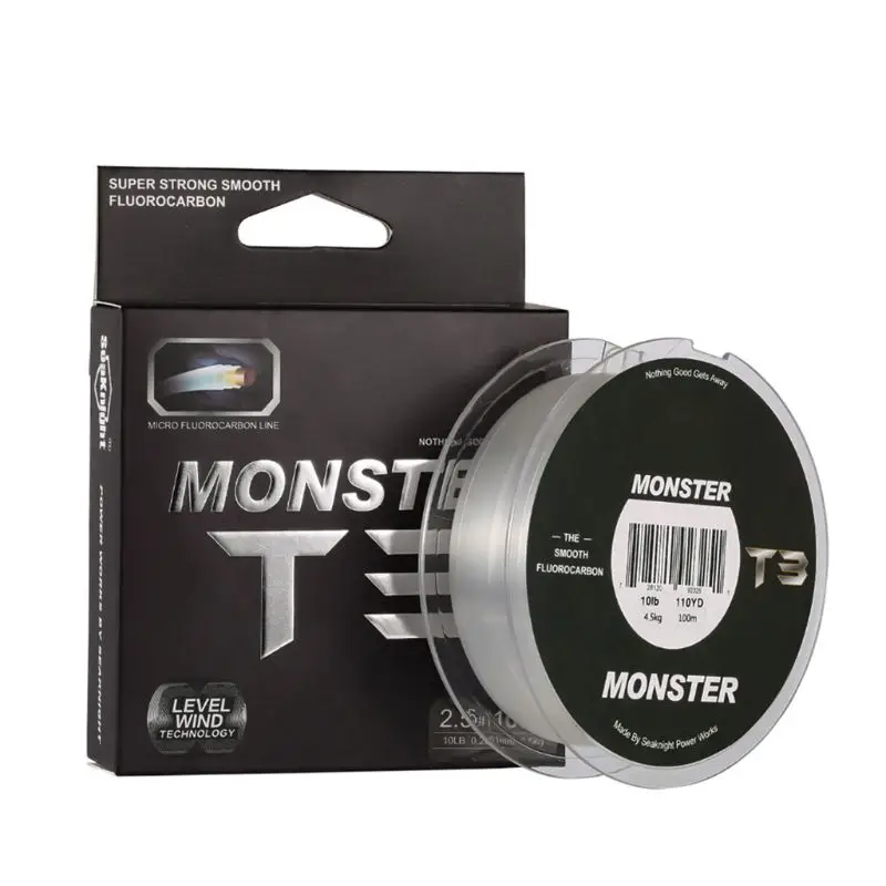 

OOTDTY T3 Fluorocarbon Fishing Line 100m Main Lines Monofilament Smooth Triple Invisible Fishing Wire Fishing Line