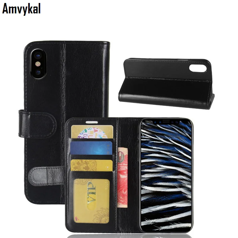 Чехол Amvykal для iphone XR X XS Max 7 8 Plus, 4 цвета, Роскошный кожаный бумажник, чехол-книжка, мягкий ТПУ чехол с держателем карты Coque