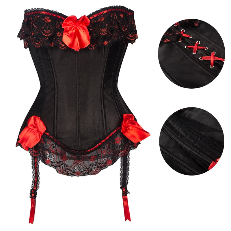 Hot sale Corset Jacquard Corsets Overbust Plus Size 6XL Solid Black