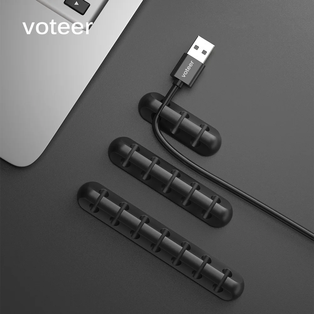 

Voteer 3 5 7 holes Cable Organizer Wire Holder Mouse Headphone Earphone Charger Cord Protector Desk Winder Clip Cable Management