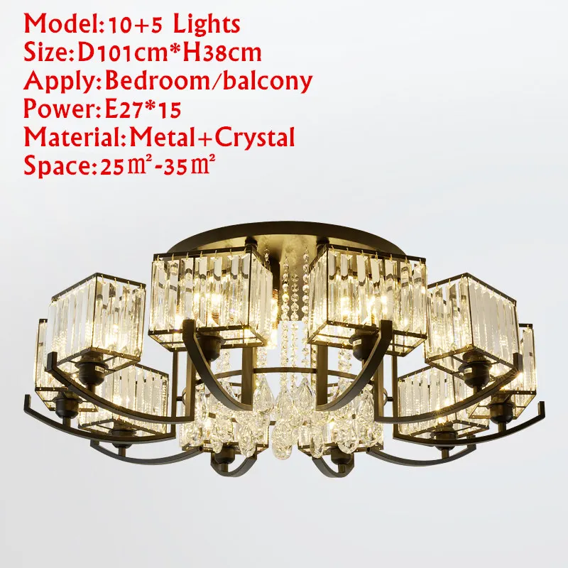 Современный простой покрытый кристаллами потолочный светильник E27 220V светодиодный плафон потолочный светильник для гостиной спальни ресторана отеля - Цвет корпуса: 15 lights