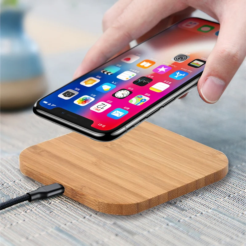 

5W Fast Wireless Charger For iPhone X/XR/ 8 Plus Bamboo Qi Quick Charging Pad For Samsung Galaxy S9/S9 Plus/S8 S7 /Note 8 7 5