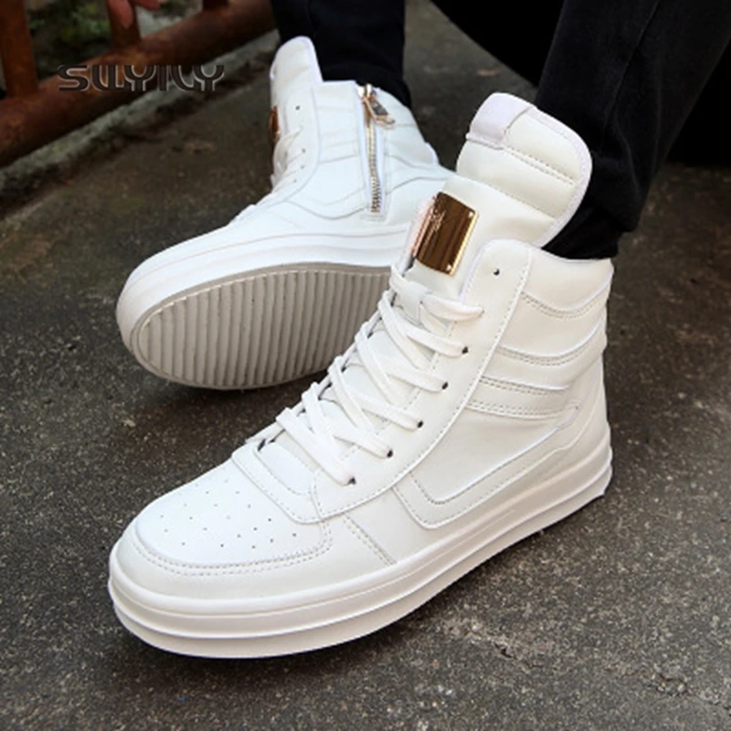 

SWYIVY Men's Skateboarding Shoes High-top Light Weight Men Sneakers 2018 New Autumn Plus Size45 Hommes Soft Sport Shoes