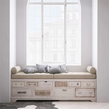 

Laeacco White Room Window Bedroom Pillow Child Portrait Interior Photo Backgrounds Photography Backdrops Photocall Photo Studio