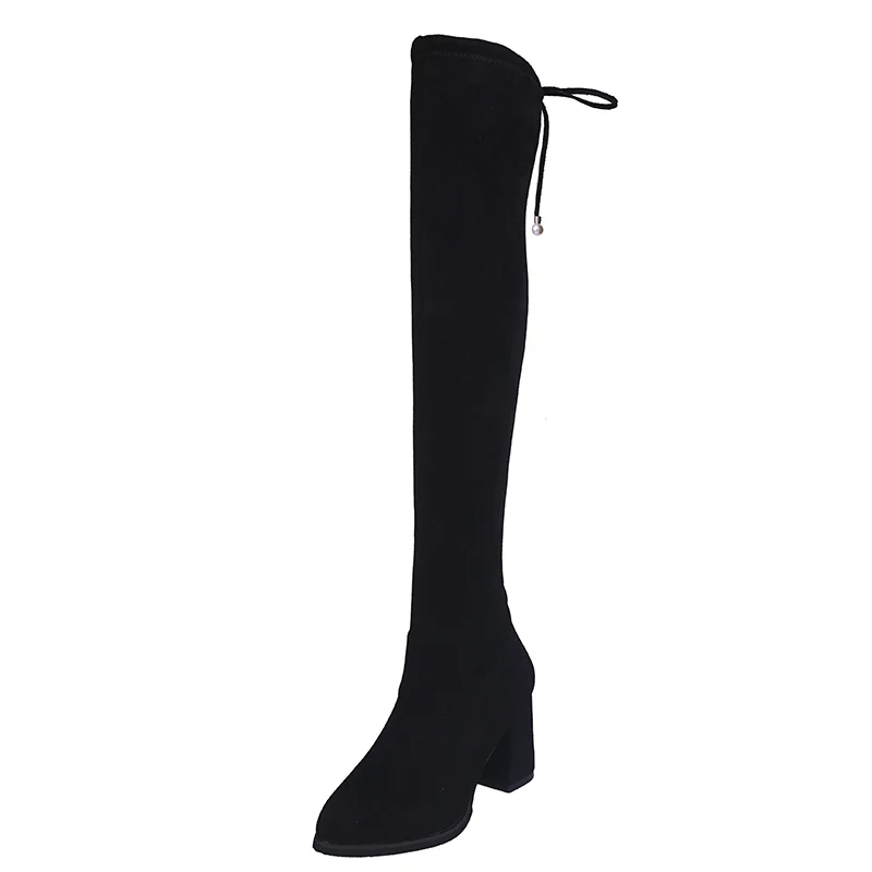 Женские повседневные Сапоги выше колена женские туфли-лодочки на высоком каблуке вечерние теплые зимние сапоги до бедра Mujer, большие размеры 34-40 и 440