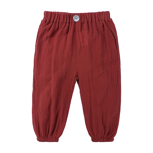 Летние штаны для мальчиков и девочек мягкие хлопковые и льняные повседневные штаны унисекс для маленьких детей, спортивные однотонные брюки 5 цветов, BCT038 - Цвет: Style 05