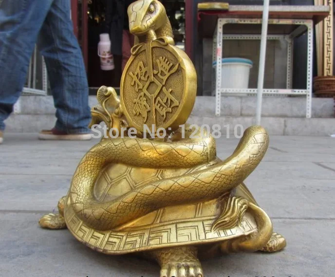 

Chinese Royal Brass Copper Feng Shui Lucky Wealth Dragon Turtle Snake Statue