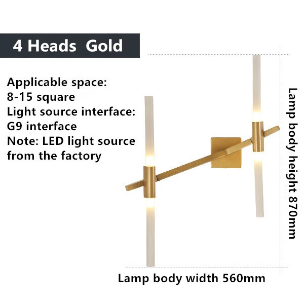 Современный светодиодный бра для гостиной, скандинавские светильники, лофт освещение, настенные светильники для спальни, новинка, домашний декор, настенный светильник - Цвет абажура: 4 Heads  Gold
