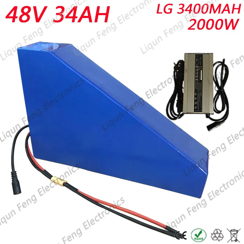 Discount 48V 34AH Use For LG 3350AH Cell e-Bike Lithium-ion Battery Triangle Style 48V 2000W Electric Bike Battery With Bag+5A Charger 0 Discount 48V 34AH Use For LG 3350AH Cell e-Bike Lithium-ion Battery Triangle Style 48V 2000W Electric Bike Battery With Bag+5A Charger 0