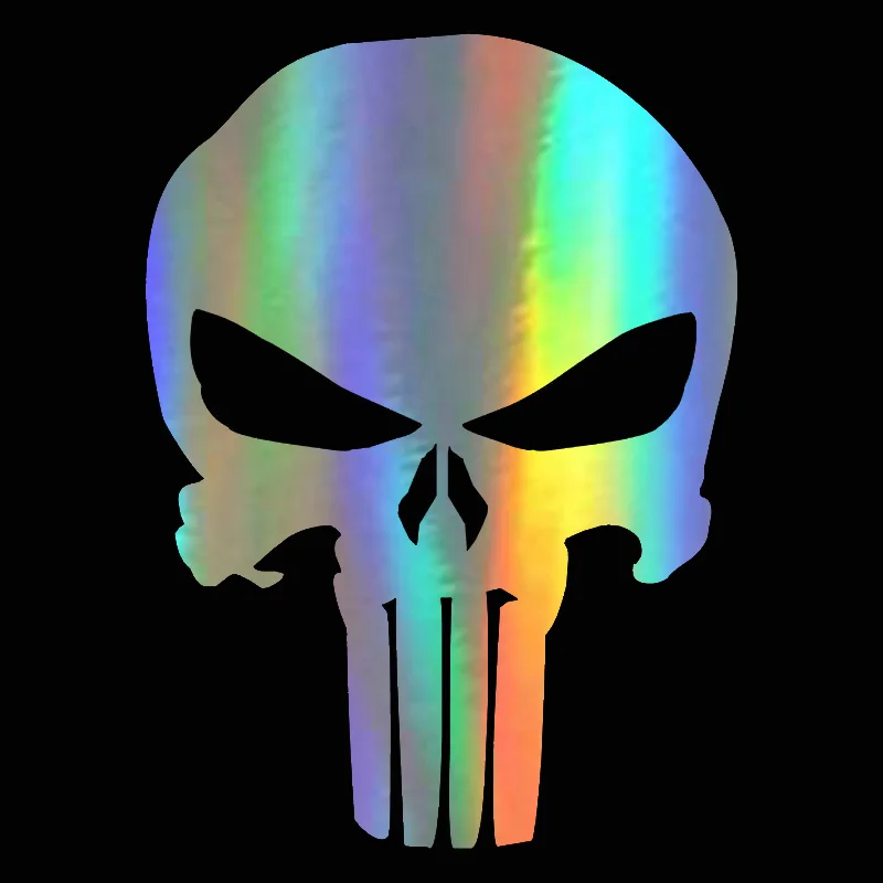 Car Sticker Vinyl 9.514CM PUNISHER Skull Film Classic Stickers Motorcycle Decals Car Styling Accessories BlackSilverLaser (4)