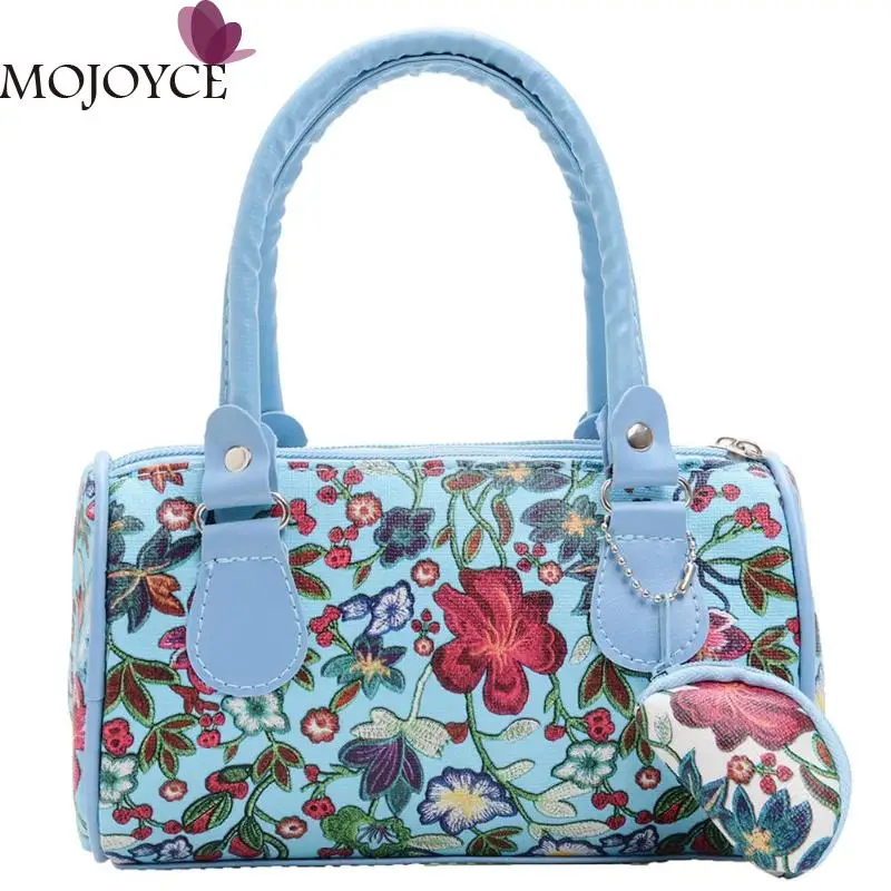 

Ladies Elegant Fashion Casual Floral Print Shoulder Handbags Women Top-handle Bags PU Leather Small Totes torebki damskie