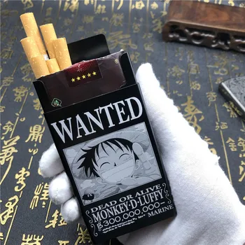 

Alalinong N12 Aluminium Alloy Automatic Cigarette Case One Piece Wanted Luffy Nami Zoro Ace Cigarette Box smoking accessories