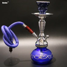 Стеклянный кальян 28,5 см синий кальян chicha полный набор керамическая чаша один шланг водопроводная труба наргуил наргил
