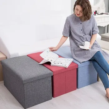 

Extra Large Storage Box Ottoman Foot Tools Multi Function Fabric Covered Folding Box Loaded Toy Clothes Organizer Box New Design