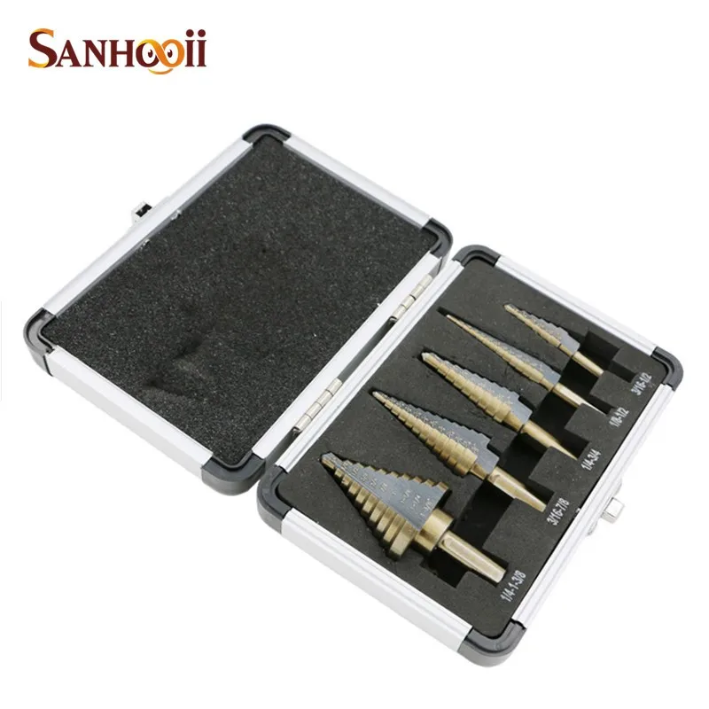 Imperial Units Core Drill Bit HSS 50Size Metal Drilling Step Drill Bit Tool Set With Aluminum Box For Electric Drill Imperial Units Core Drill Bit HSS 50Size Metal Drilling Step Drill Bit Tool Set With Aluminum Box For Electric Drill