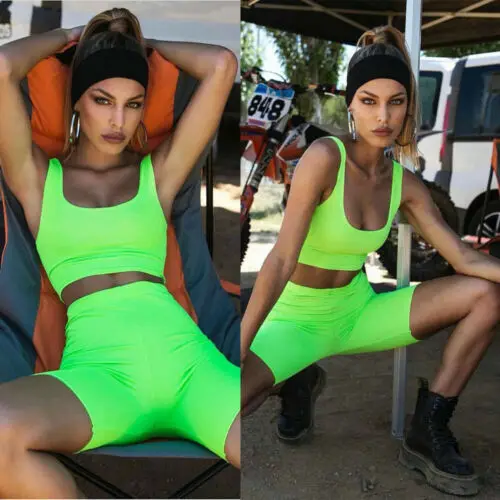 

Women's 2 Piece Tracksuit Stretchy Tank Top Fluorescent Skinny Pants Outfits Set