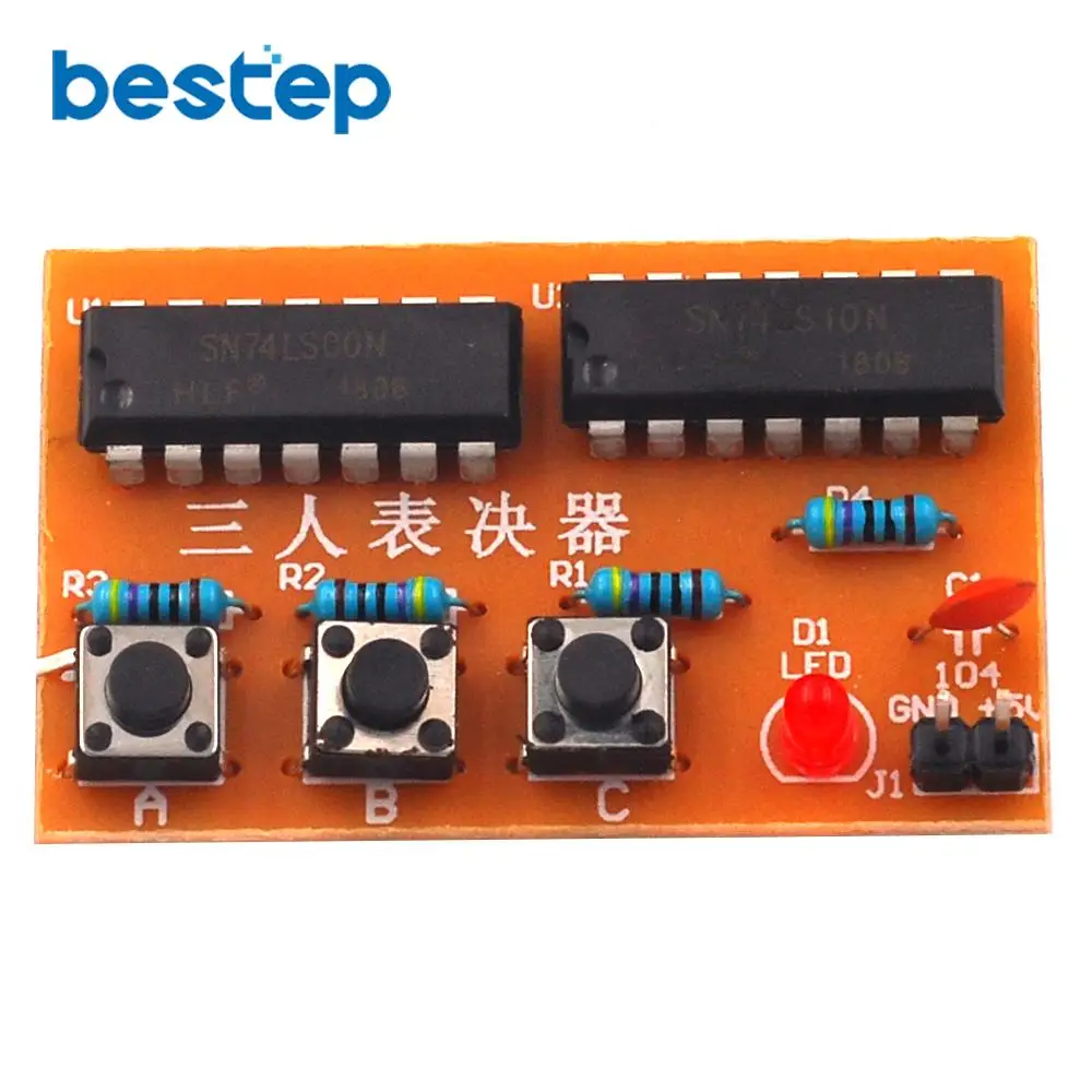 

Three Person Voting Machine DIY Kit Electronic Production Training Parts DIY Kit with Circuit Diagram