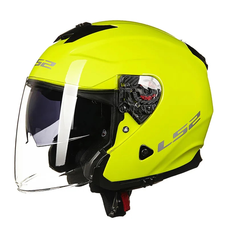 LS2 Infinity Jet мотоциклетный шлем 3/4 с открытым лицом скутер шлем Moto Casco cask Capacete ls2 - Цвет: Solid Yellow