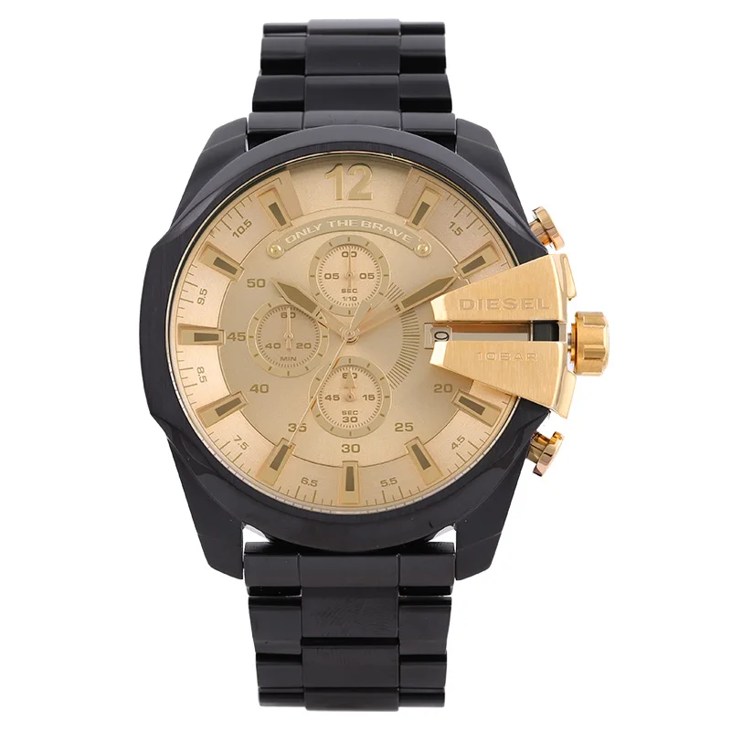 

Diese watch CHIEF officer series black gold three eyes male table DZ4485