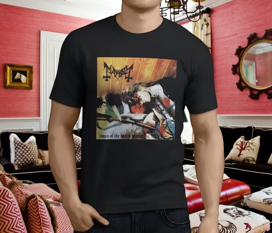 

New Popular Mayhem Dawn of The Black Hearts Men's Black T-shirt Size New Short Sleeve Round Collar Mens T Shirts Fashion 2018