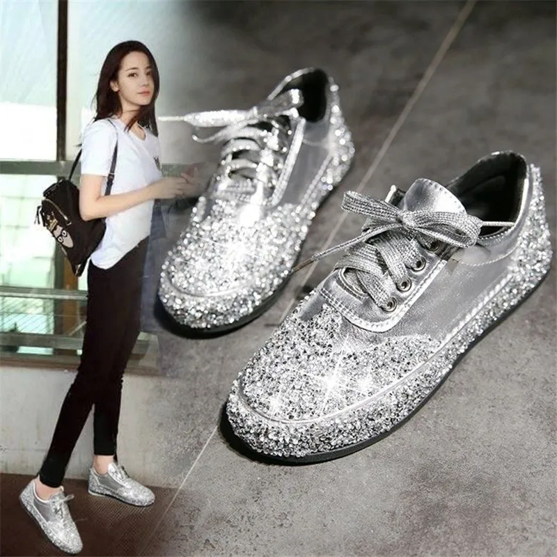 

New Fashion Sequined Single Shoe Patent Leather Rhinestone Flat Strap New Spring 2019 All-purpose Casual Social Shoes