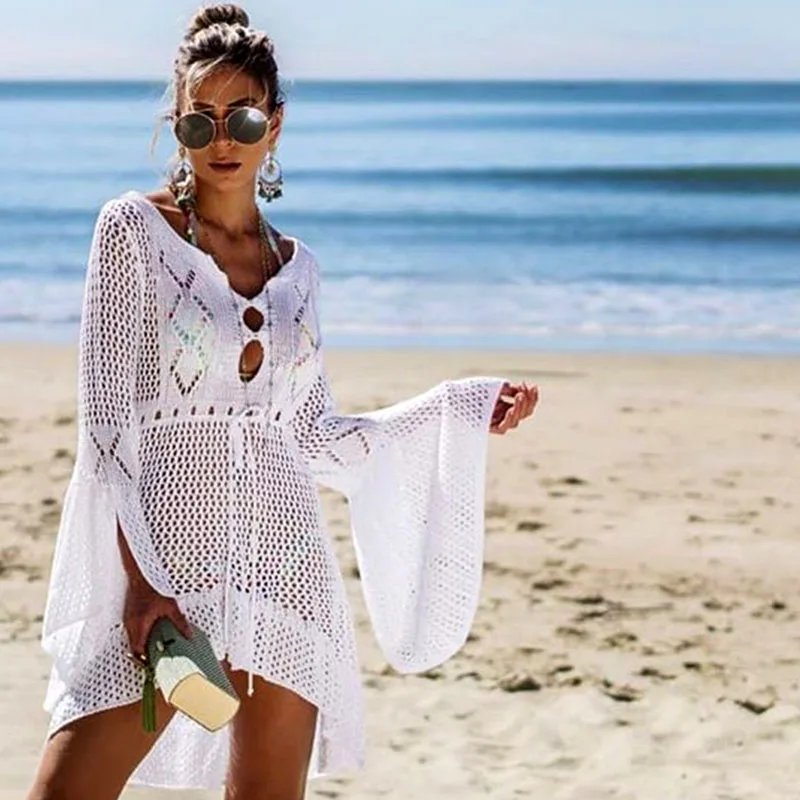 White knit beach cover up Clearance